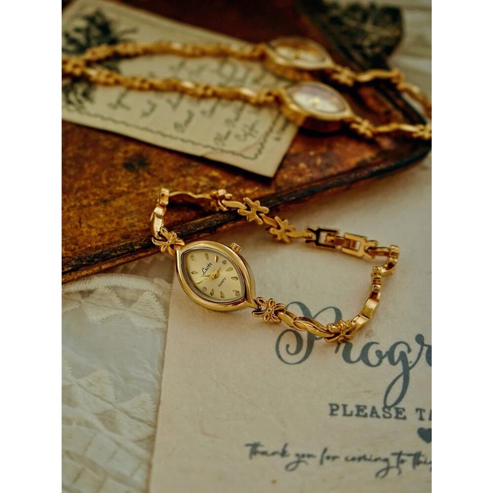 Gold French Vintage Style Unique Dainty Women’s Wrist Watch Trendy Cute Gift - Picture 2 of 10
